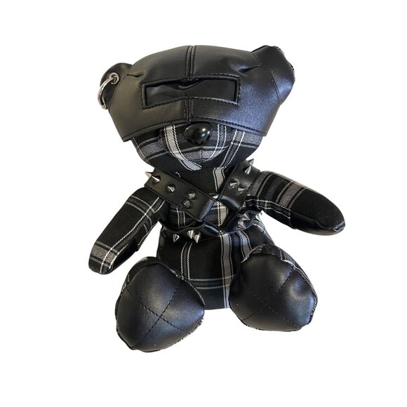Darker Wavs Distortion Plaid Bear Keychain  zipper Plushie - Picture 1 of 6